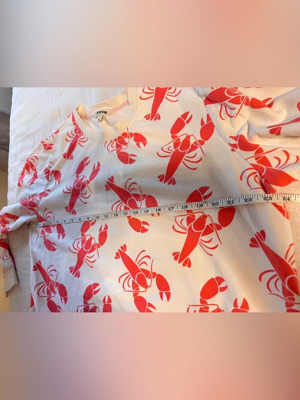 Boden Women's Off White Ref Lobster Print Sweatshirt. Size Large - Picture 14 of 15